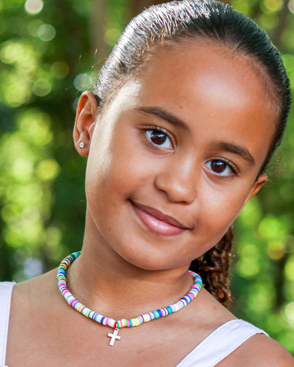 Ava Girls Multicolor Cross Necklace