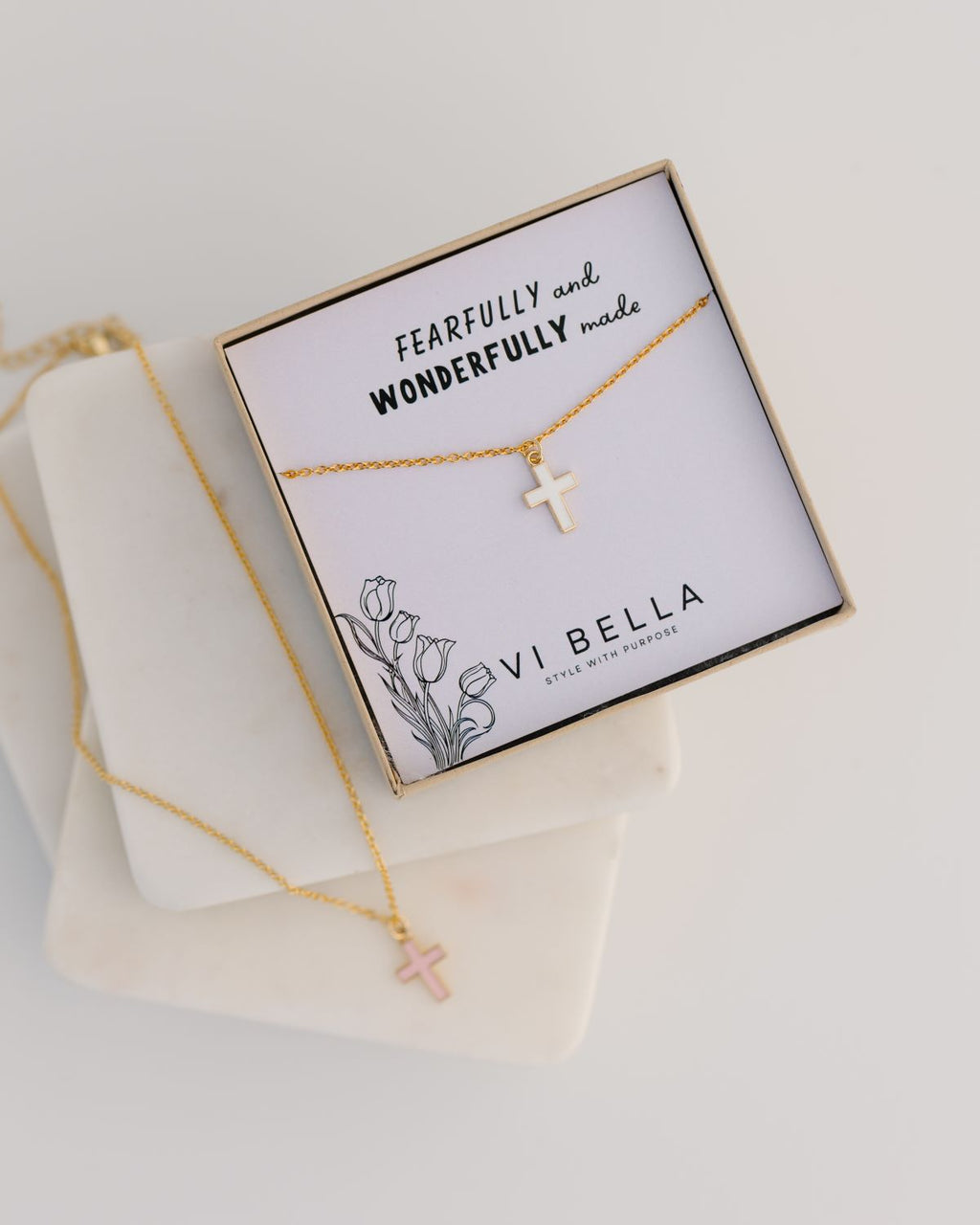 Emily Ann Youth Cross Necklace - Gold Plated