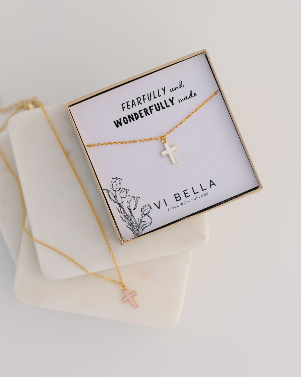 Emily Ann Youth Cross Necklace - Gold Plated