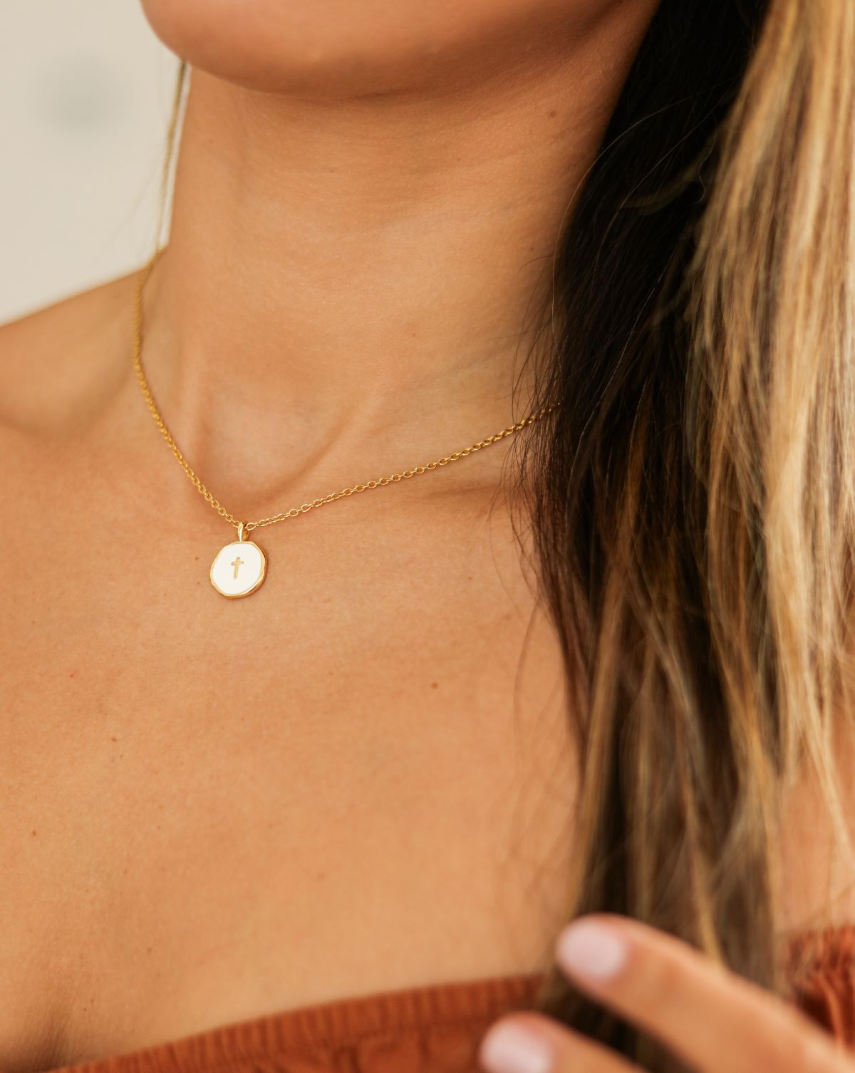 Emily Gold Plated Cross Necklace