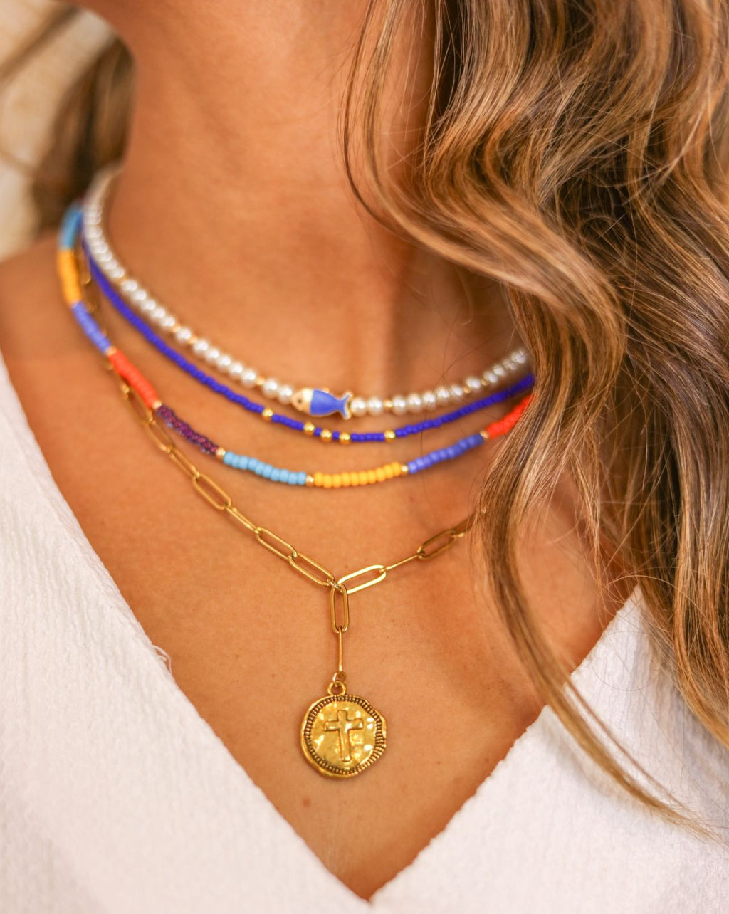 Eternal Hope Paper Clip Necklace with Cross Charm