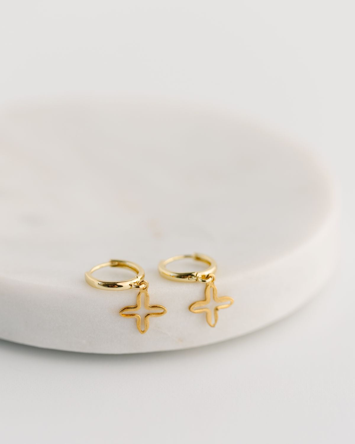 Mary Open Cross Hoop Earrings