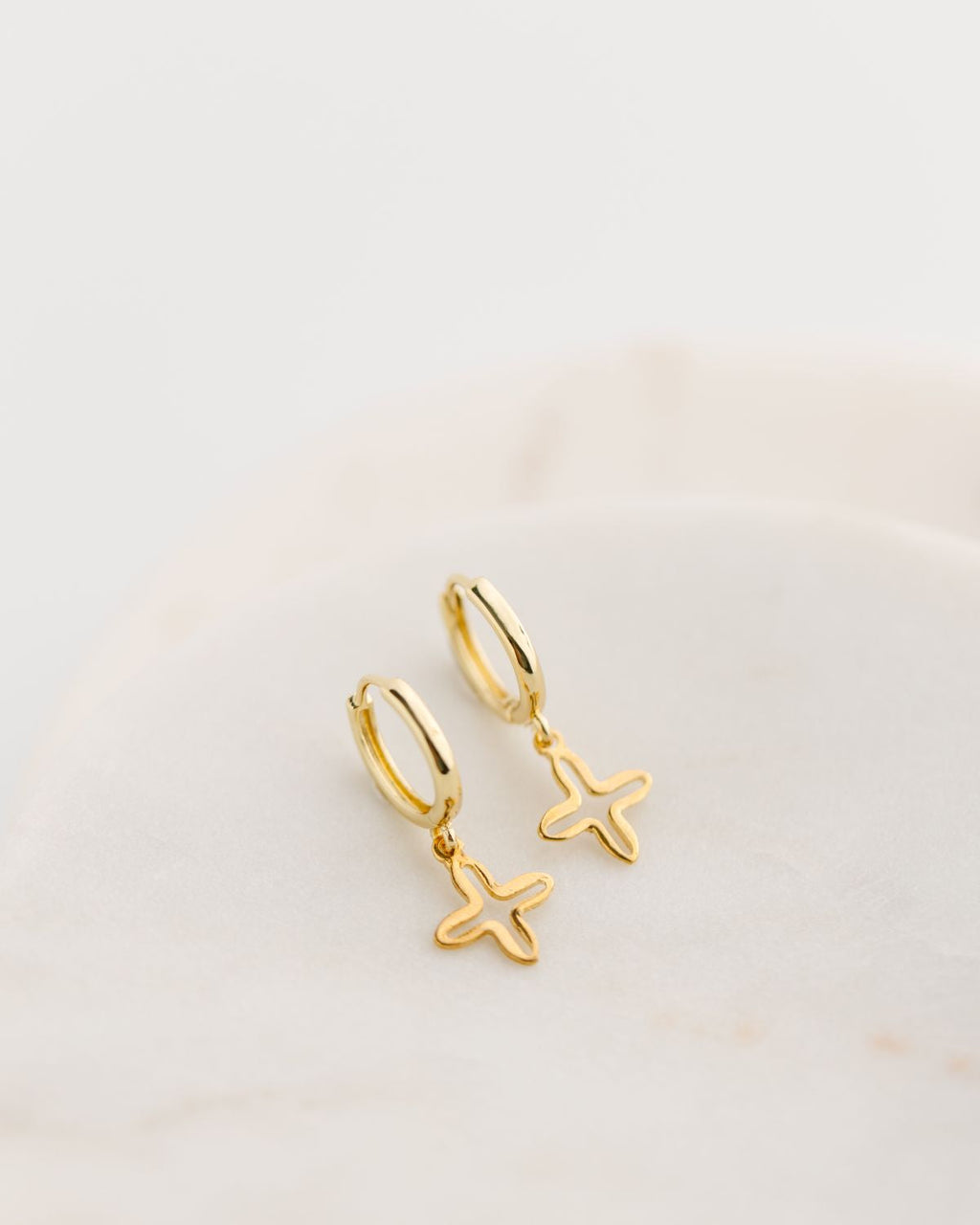 Mary Open Cross Hoop Earrings