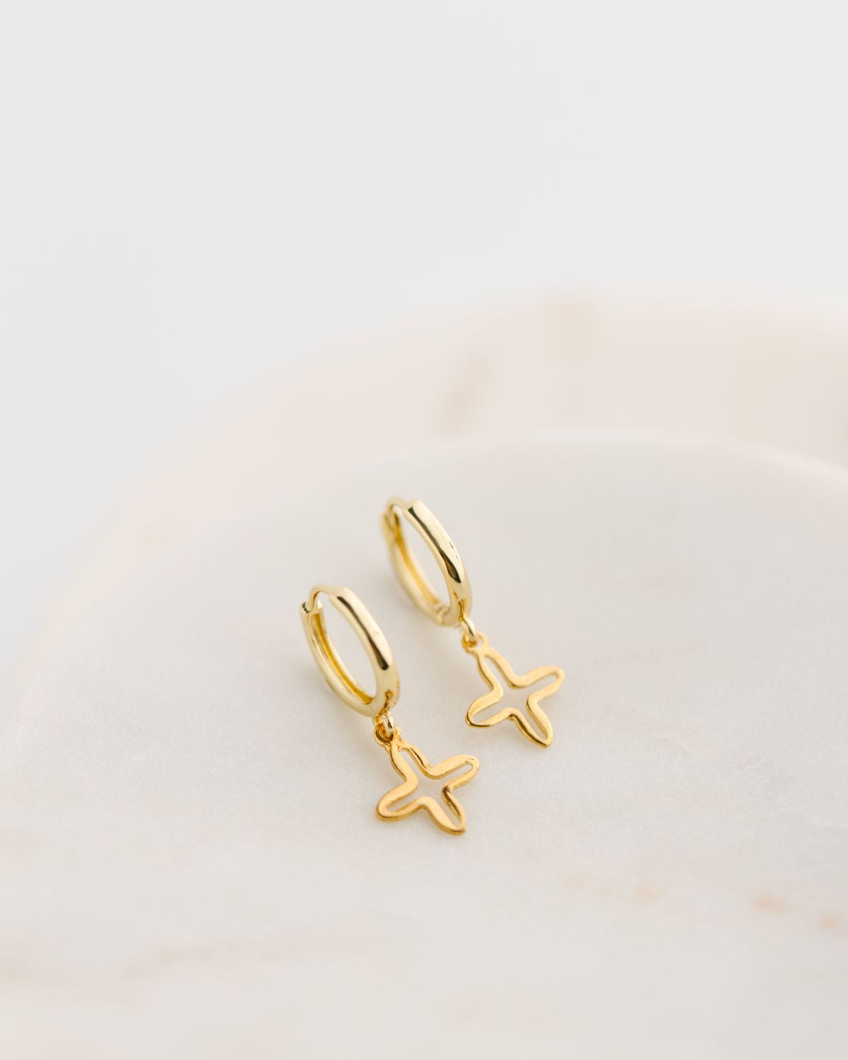 Mary Open Cross Hoop Earrings