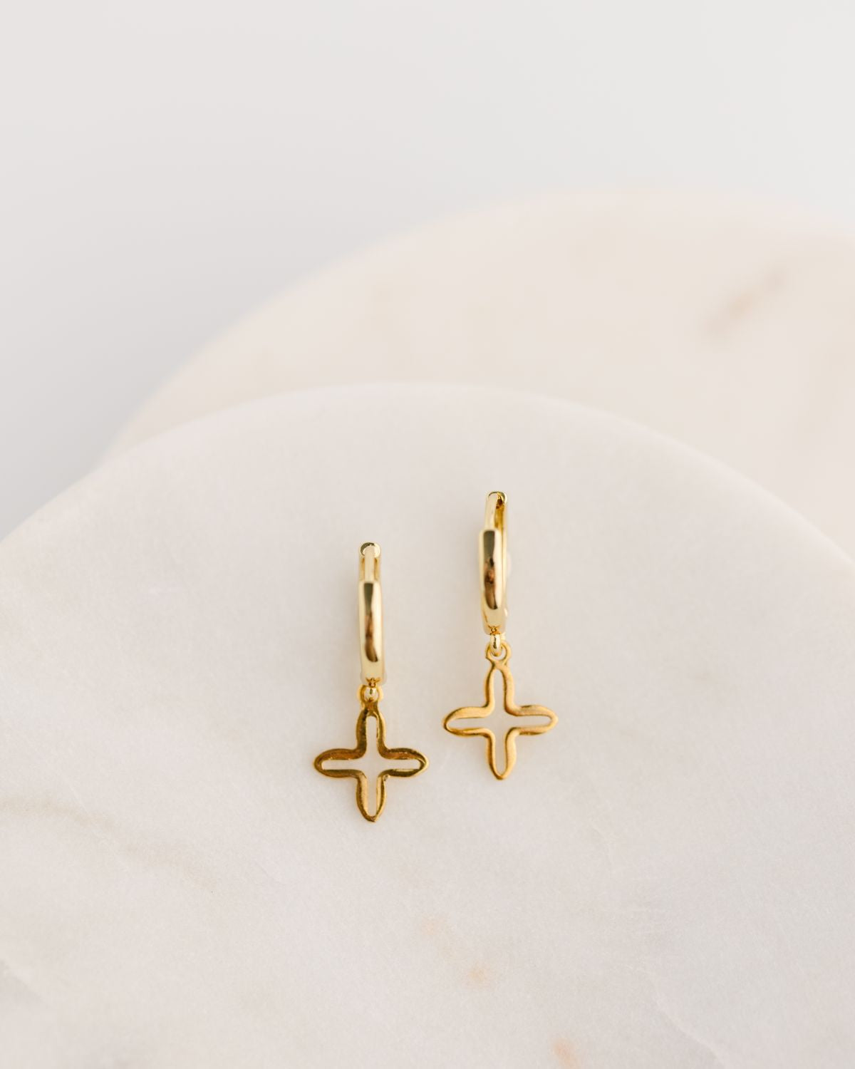 Mary Open Cross Hoop Earrings