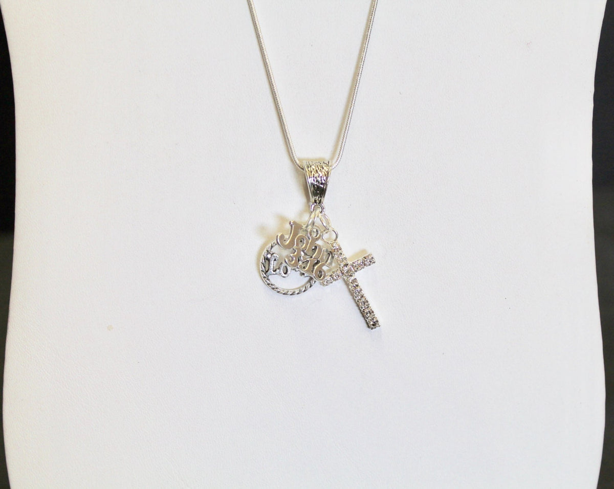 For God So Loved The World Pendant on Silver Chain, John 3:16 Bible Verse Jewelry, Gift For Her, Gift For Mom, Valentines Day Gift