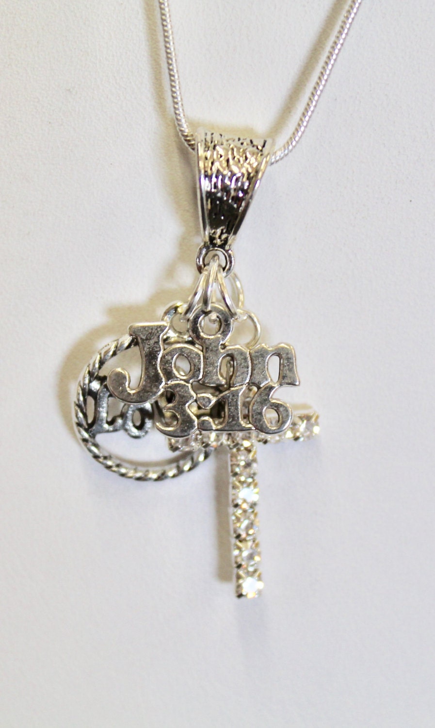 For God So Loved The World Pendant on Silver Chain, John 3:16 Bible Verse Jewelry, Gift For Her, Gift For Mom, Valentines Day Gift