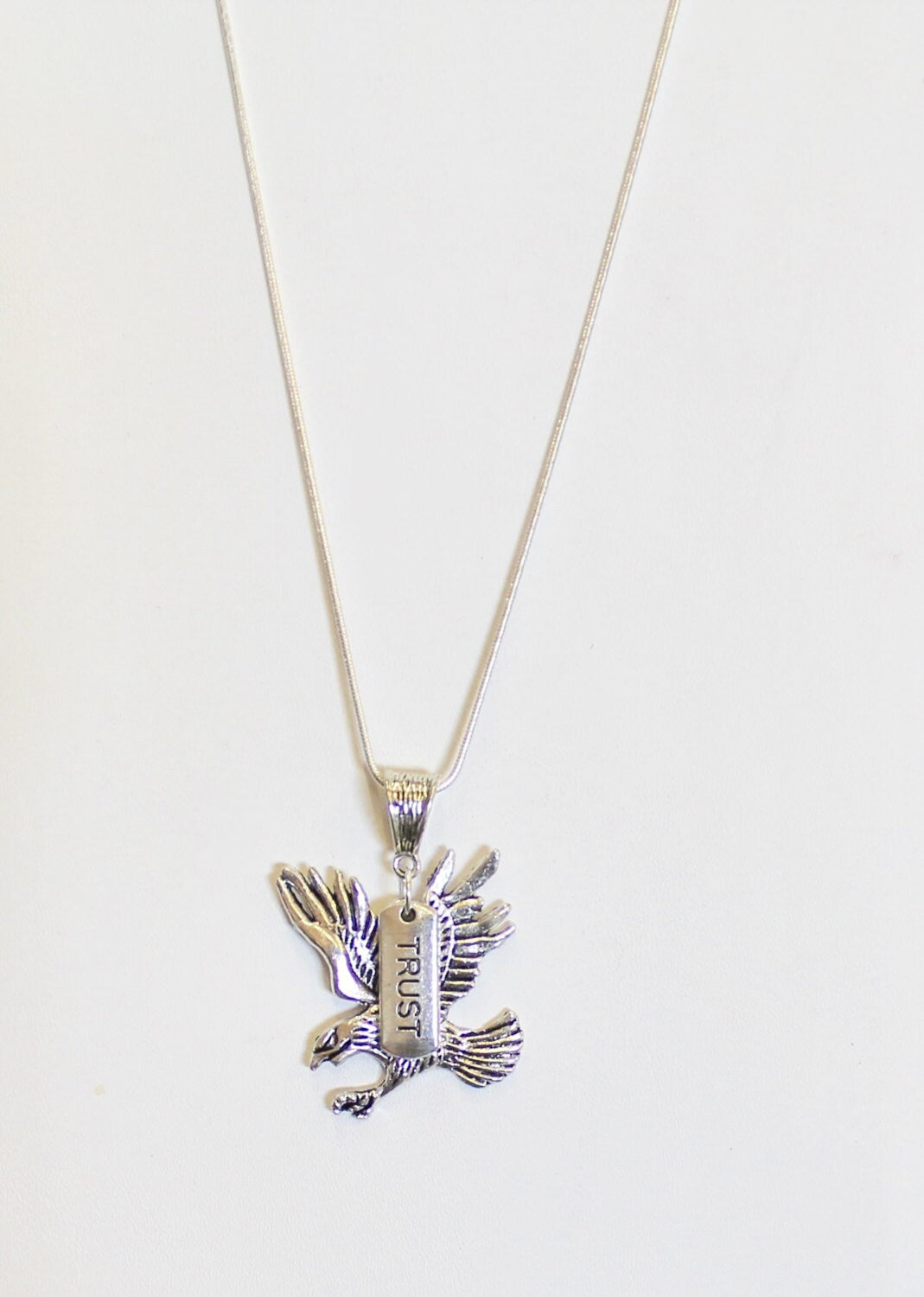 Trust In The Lord and Soar on Wings Like Eagles Pendant on Silver Chain; Isaiah 40:31 Bible Verse Jewelry, Gift For Her