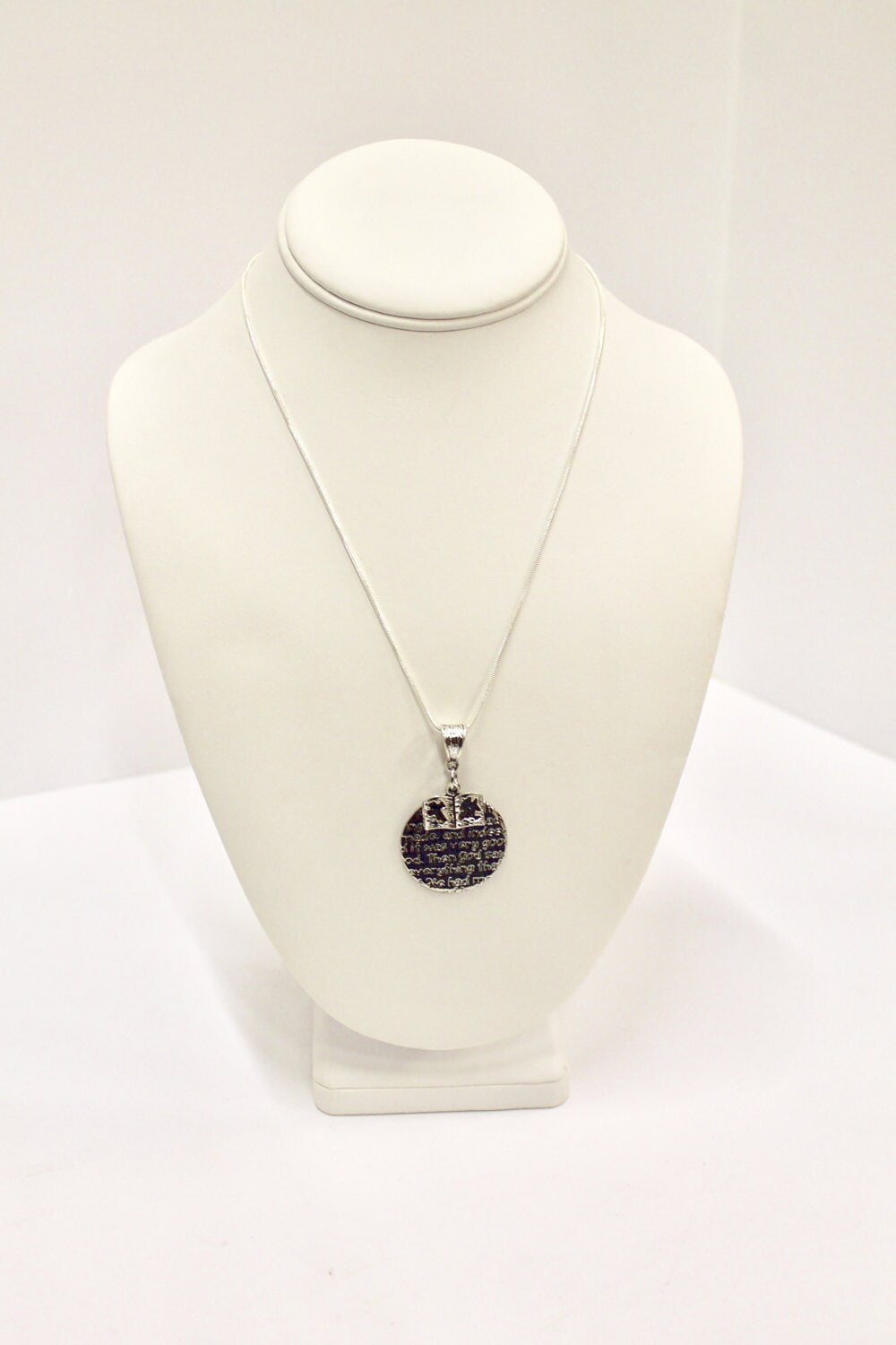 In The Beginning Genesis Pendant on Silver Chain, Bible Verse Jewelry, Gift For Her, Girlfriend Gift, Religious Jewelry