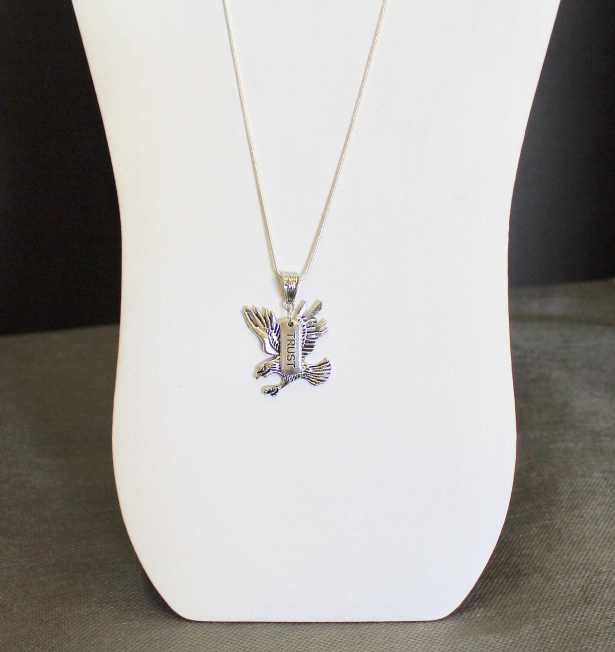 Trust In The Lord and Soar on Wings Like Eagles Pendant on Silver Chain; Isaiah 40:31 Bible Verse Jewelry, Gift For Her