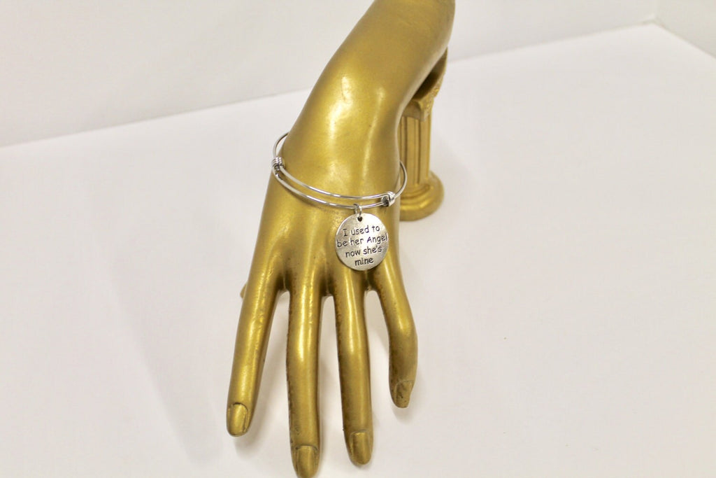 “I Used to Be Her Angel, Now She’s Mine” Expanding Bangle Charm Bracelet