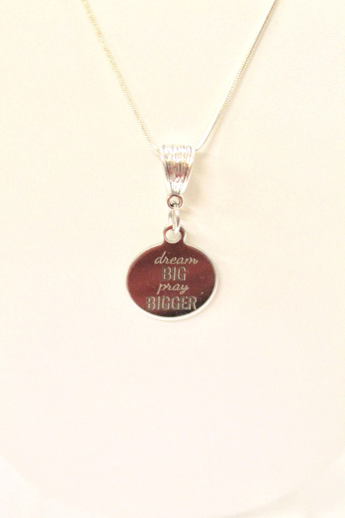 Dream Big Pray Bigger Pendant on Silver Chain, Graduation Gift For Her, Inspirational Necklace for Graduate, Motivational Jewelry
