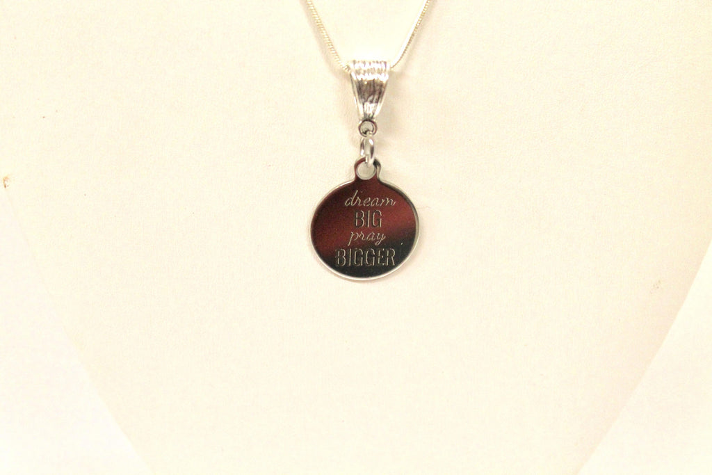 Dream Big Pray Bigger Pendant on Silver Chain, Graduation Gift For Her, Inspirational Necklace for Graduate, Motivational Jewelry
