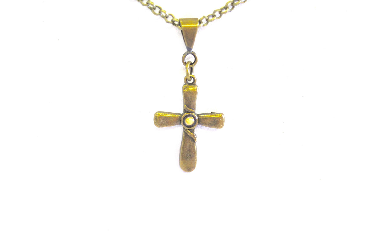 Antique Brass Cross Mustard Seed Necklace, Luke 17:6 Bible Verse Jewelry, Bible Verse Gift For Her, Faith Jewelry Graduation Gift