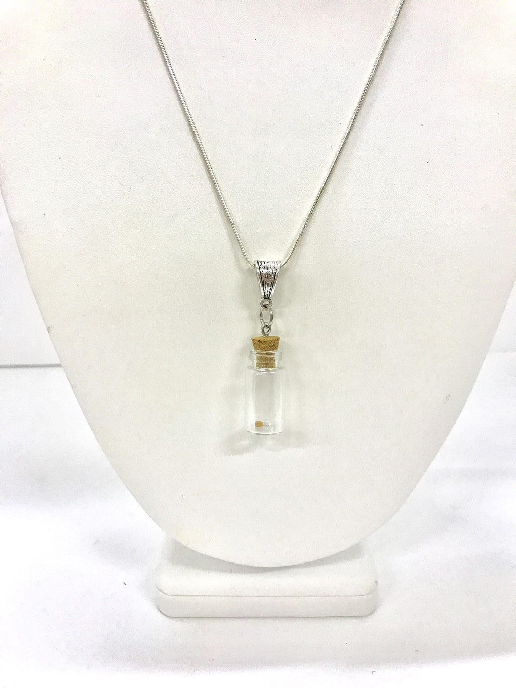 Mustard Seed Necklace with Glass Vial Pendant on Silver Chain, Luke 17:6 Bible Verse Jewelry, Motivational Graduation Gift for Her