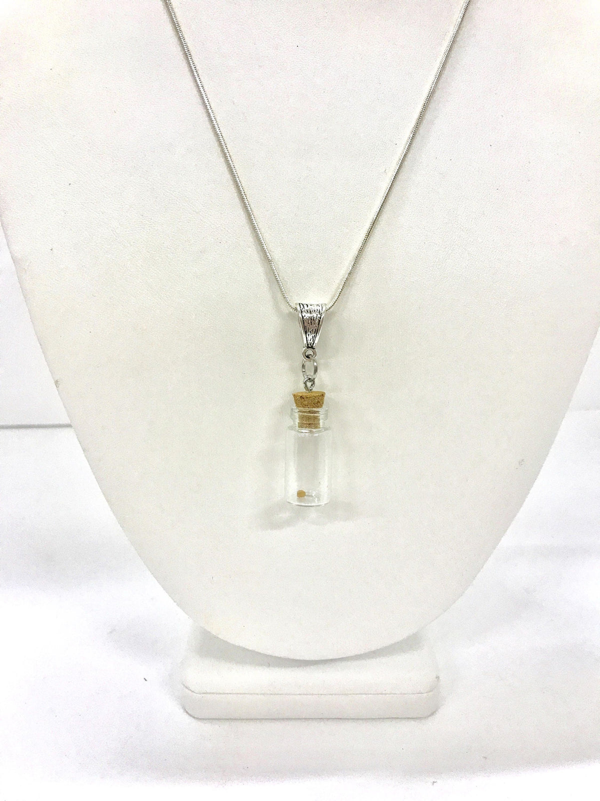Mustard Seed Necklace with Glass Vial Pendant on Silver Chain, Luke 17:6 Bible Verse Jewelry, Motivational Graduation Gift for Her
