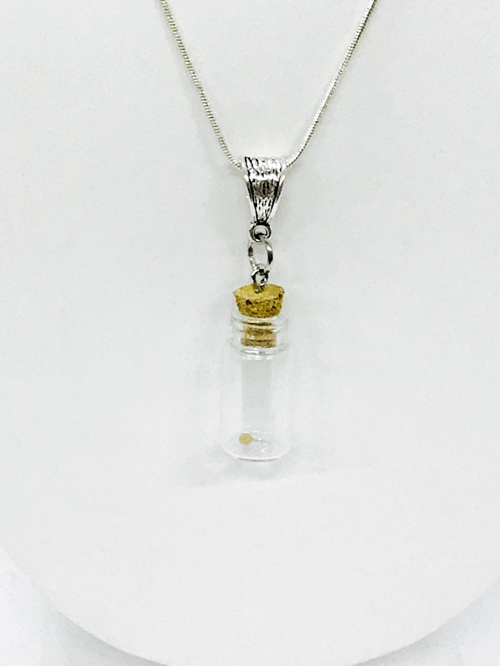 Mustard Seed Necklace with Glass Vial Pendant on Silver Chain, Luke 17:6 Bible Verse Jewelry, Motivational Graduation Gift for Her