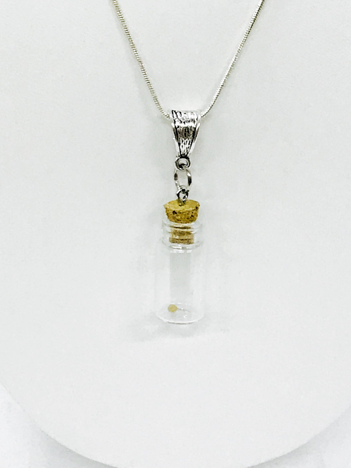 Mustard Seed Necklace with Glass Vial Pendant on Silver Chain, Luke 17:6 Bible Verse Jewelry, Motivational Graduation Gift for Her