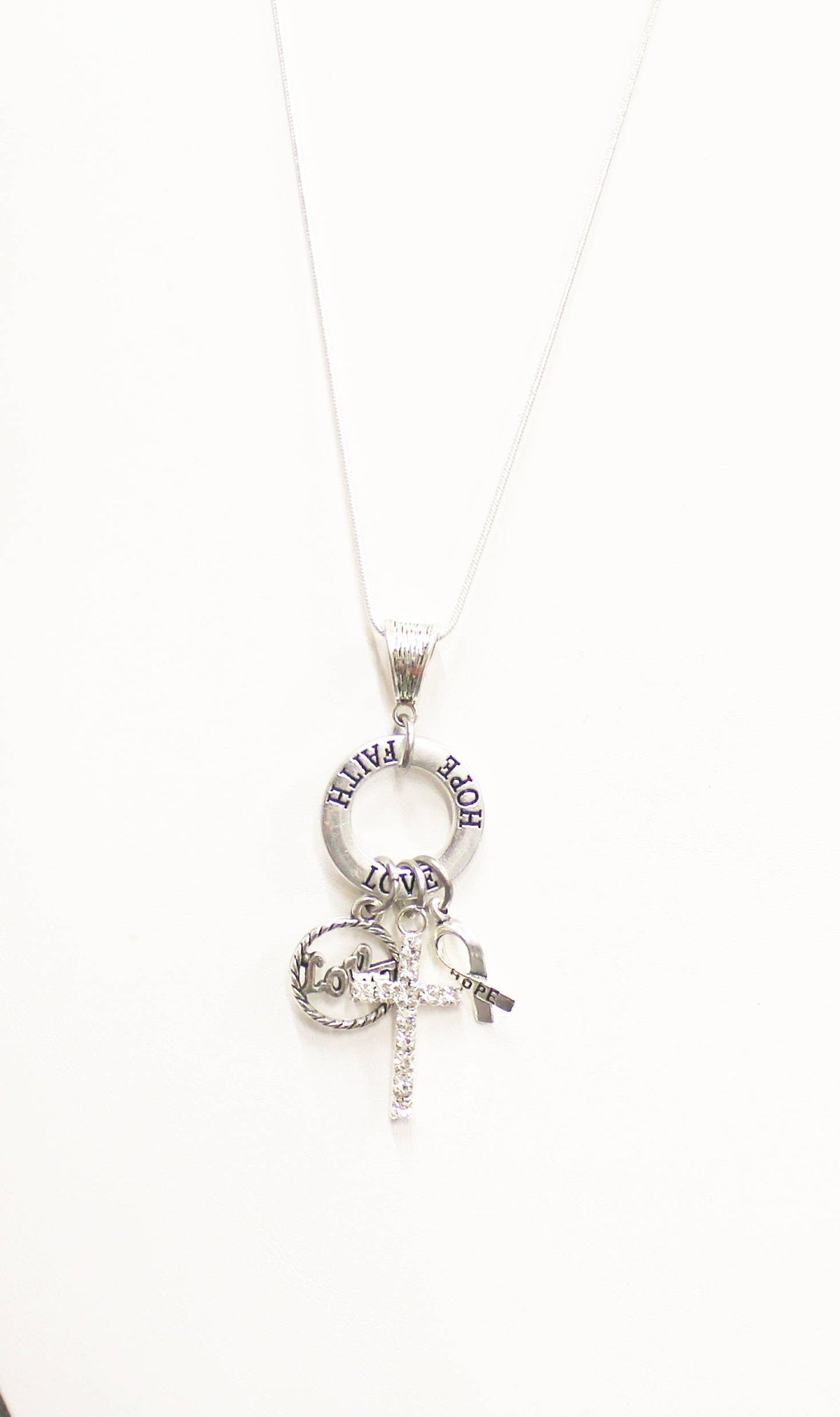 Faith Hope Love Pendant on Silver Chain, 1 Cor 13:13 Bible Verse Jewelry, Gift for Her, Daughter Jewelry Gift, Christian Jewelry