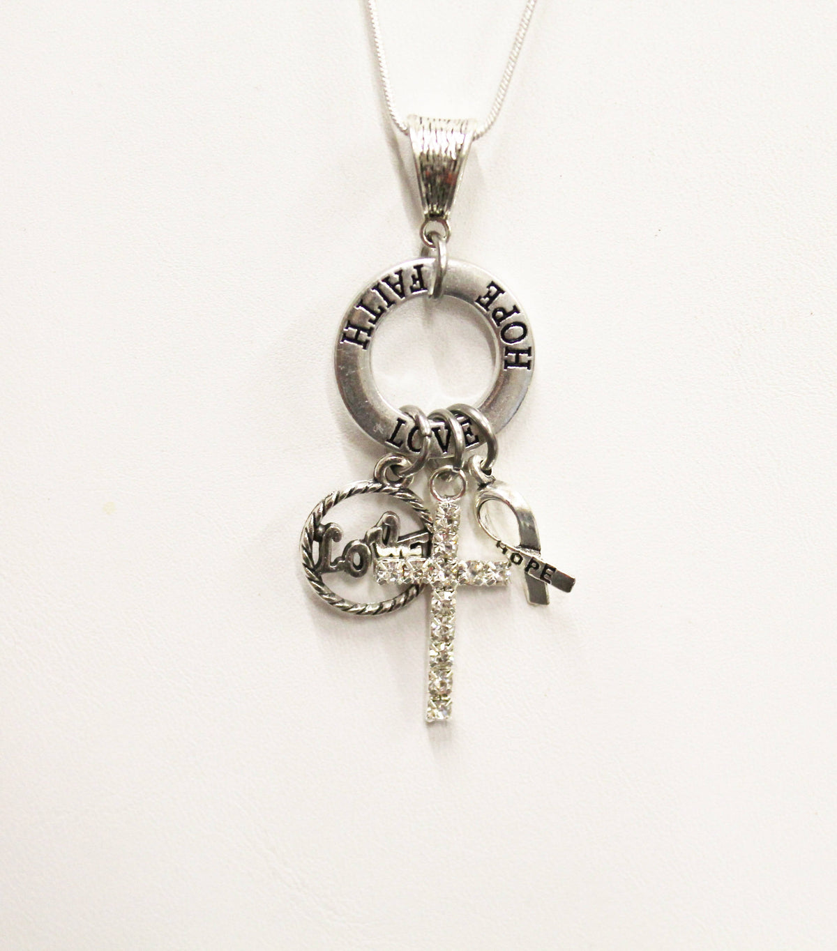 Faith Hope Love Pendant on Silver Chain, 1 Cor 13:13 Bible Verse Jewelry, Gift for Her, Daughter Jewelry Gift, Christian Jewelry