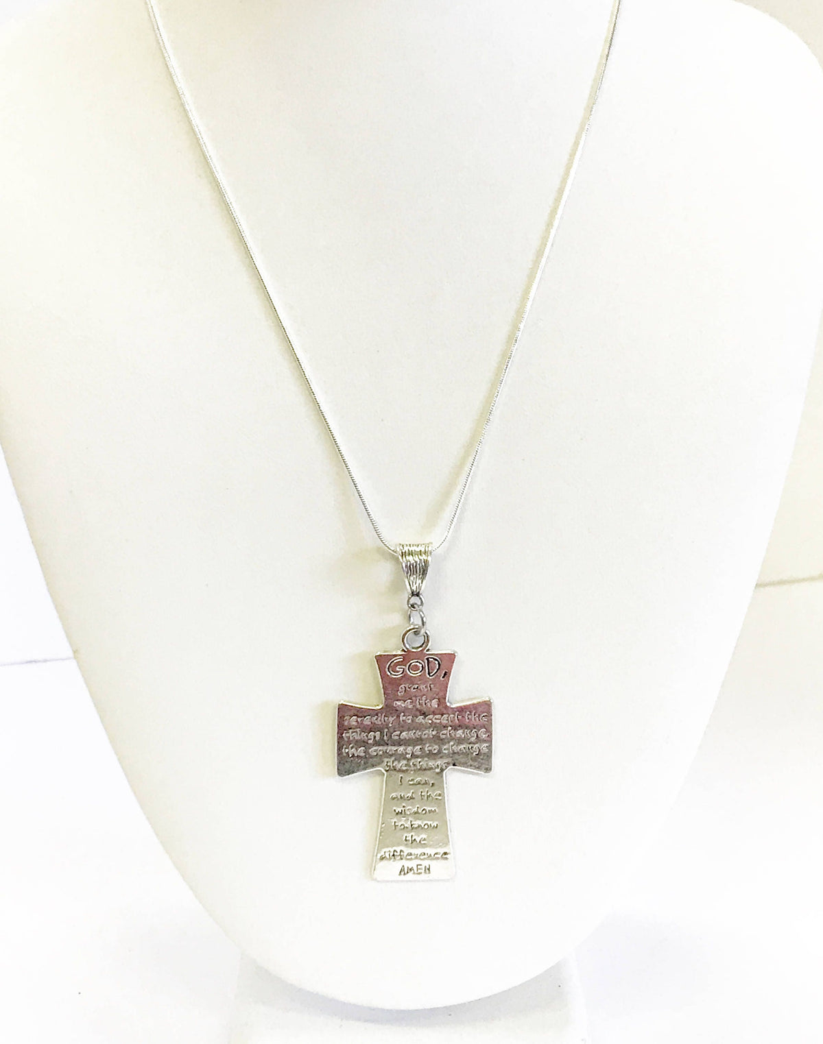 Serenity Prayer Cross on Silver Chain, Motivational Necklace Gift, Inspirational Jewelry, Serenity Prayer Necklace, Recovery Gift