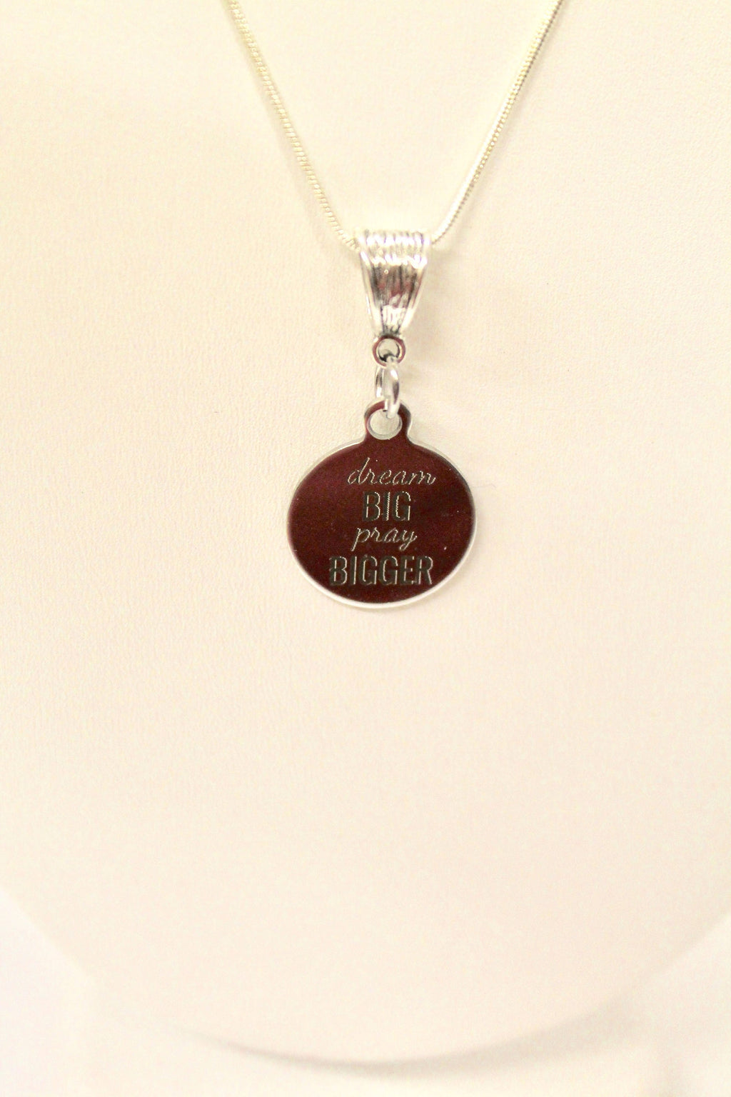 Dream Big Pray Bigger Pendant on Silver Chain, Graduation Gift For Her, Inspirational Necklace for Graduate, Motivational Jewelry