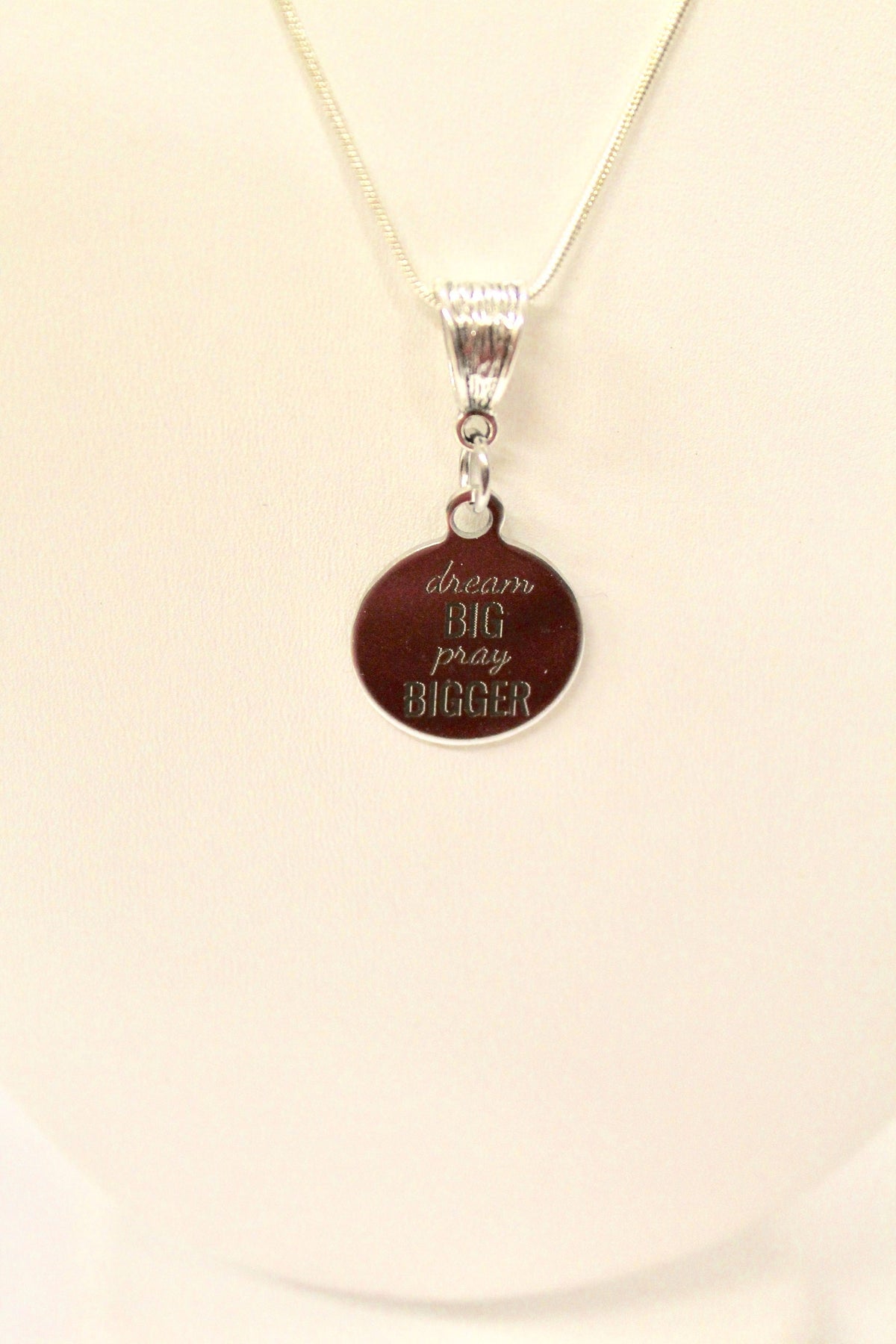 Dream Big Pray Bigger Pendant on Silver Chain, Graduation Gift For Her, Inspirational Necklace for Graduate, Motivational Jewelry