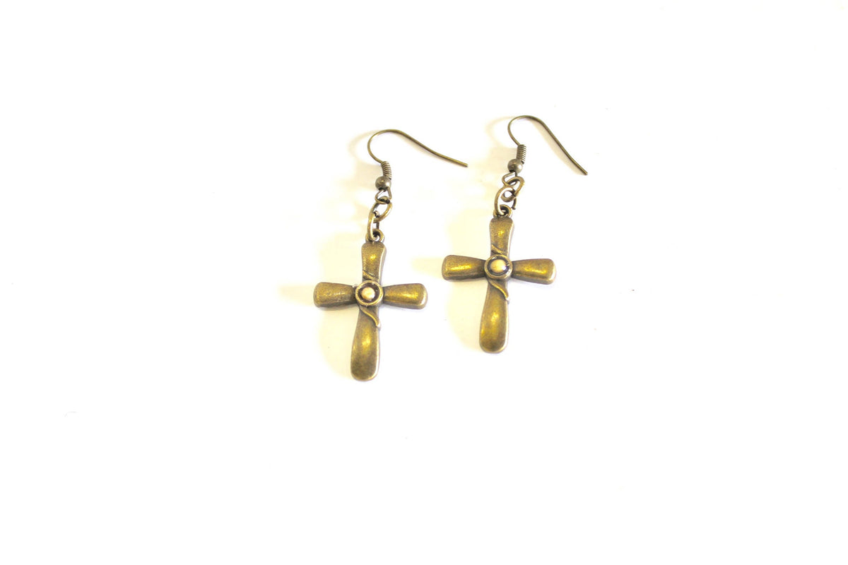 Mustard Seed Earrings, Antique Brass Cross Jewelry, Luke 17:6 Bible Verse Jewelry, Bible Verse Gift For Her, Faith Jewelry Graduation Gift