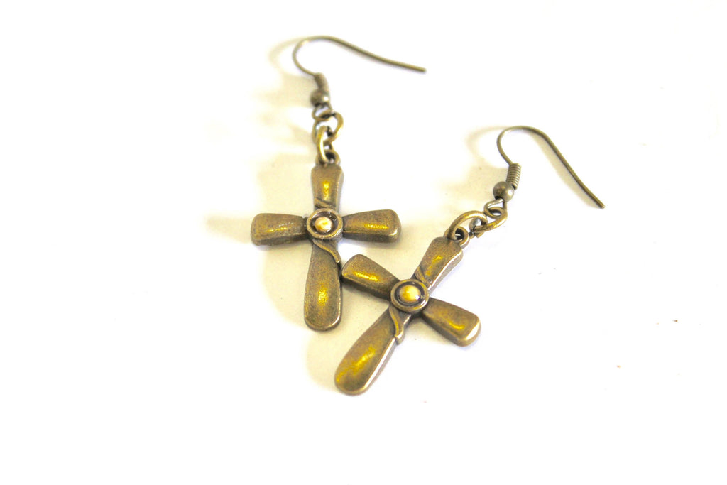 Mustard Seed Earrings, Antique Brass Cross Jewelry, Luke 17:6 Bible Verse Jewelry, Bible Verse Gift For Her, Faith Jewelry Graduation Gift