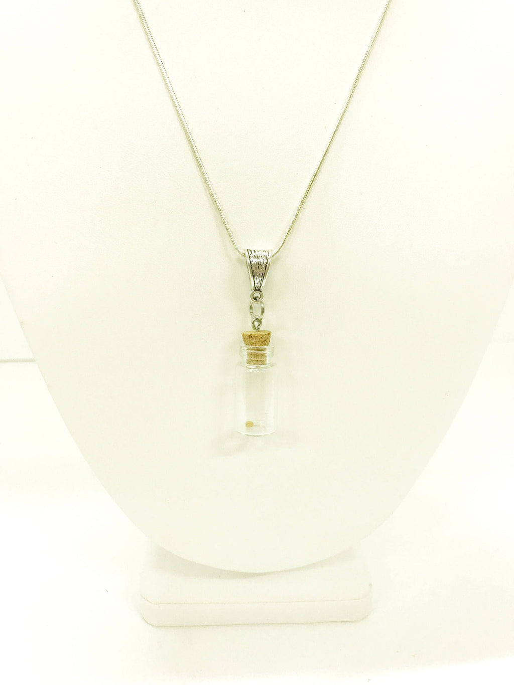 Mustard Seed Necklace with Glass Vial Pendant on Silver Chain, Luke 17:6 Bible Verse Jewelry, Motivational Graduation Gift for Her