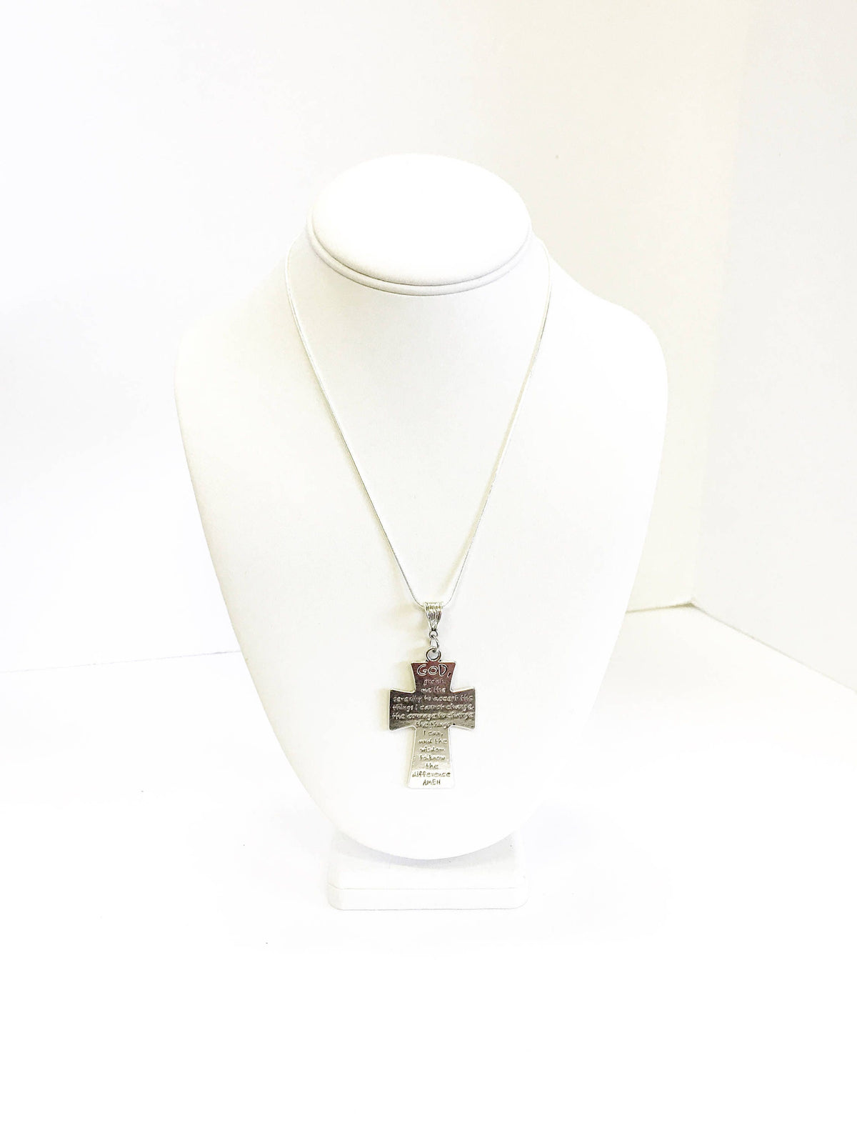 Serenity Prayer Cross on Silver Chain, Motivational Necklace Gift, Inspirational Jewelry, Serenity Prayer Necklace, Recovery Gift
