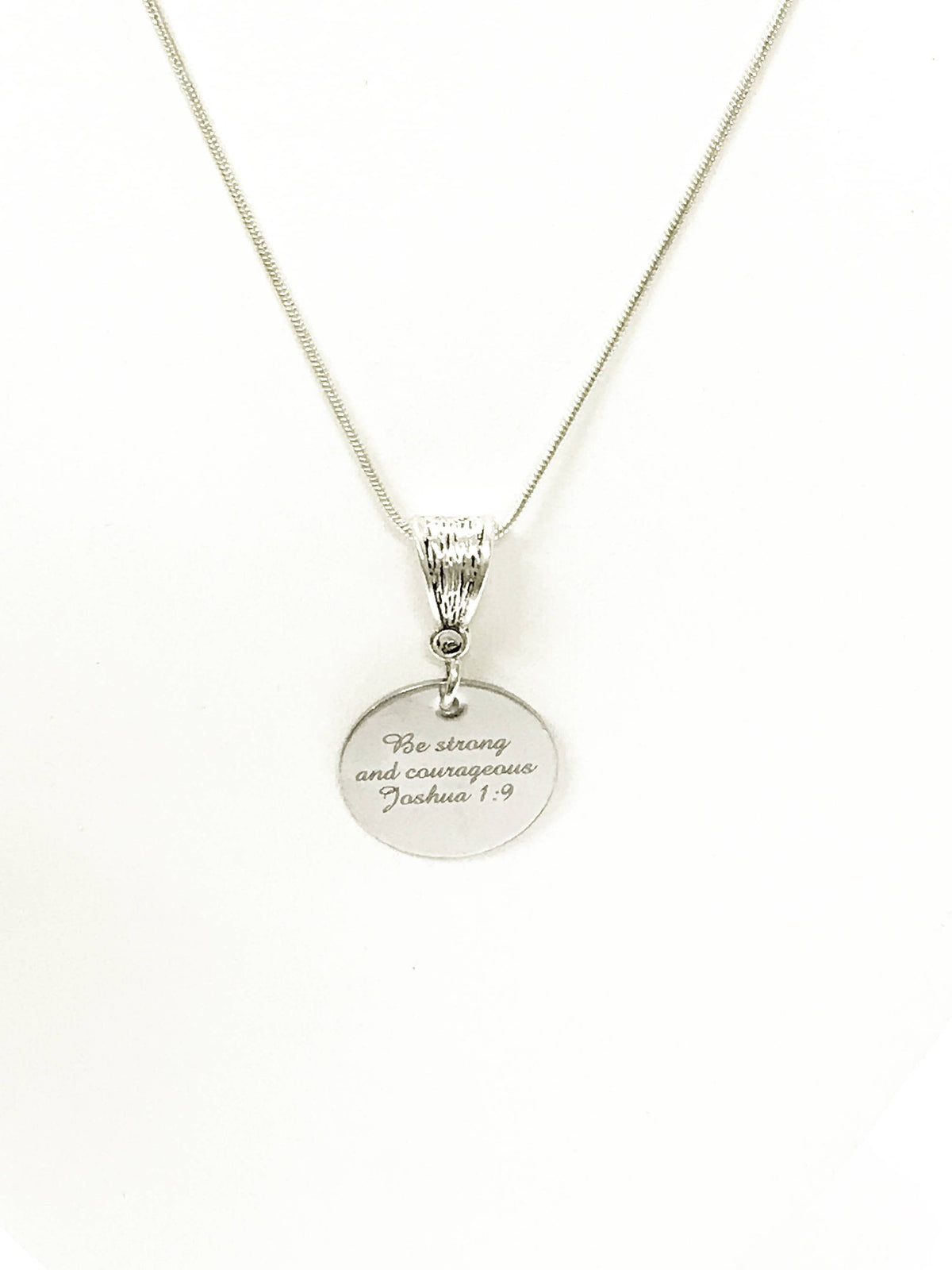 Be Strong And Courageous Joshua 1:9 Pendant on Silver Chain, Bible Verse Jewelry Gift, Gift For Her, Girlfriend Gift, Graduation