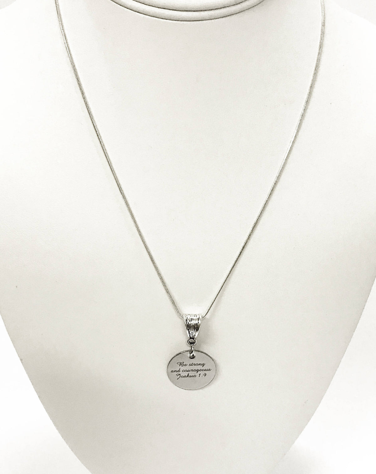 Be Strong And Courageous Joshua 1:9 Pendant on Silver Chain, Bible Verse Jewelry Gift, Gift For Her, Girlfriend Gift, Graduation