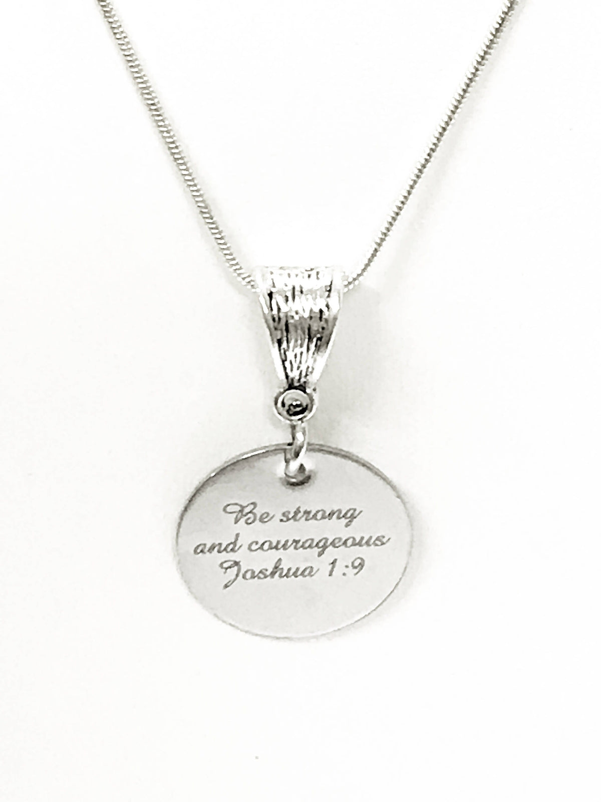 Be Strong And Courageous Joshua 1:9 Pendant on Silver Chain, Bible Verse Jewelry Gift, Gift For Her, Girlfriend Gift, Graduation