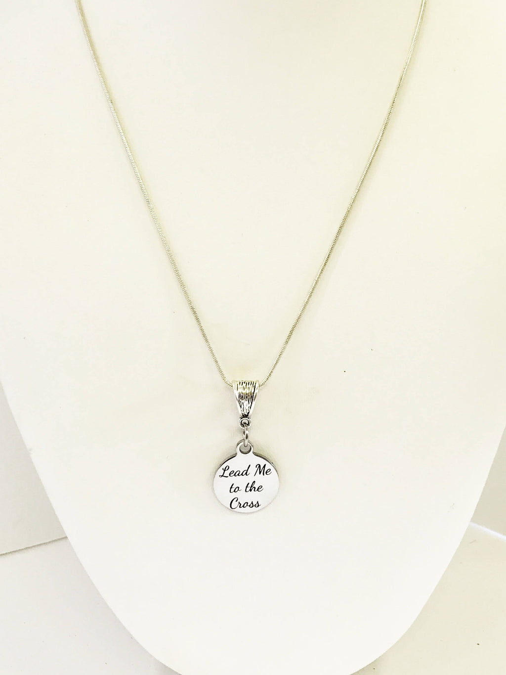 Lead Me To The Cross Silver Pendant Necklace, Christian Jewelry Gift, Baptism Gift, Confirmation Gift for Her, Religious Necklace Gift