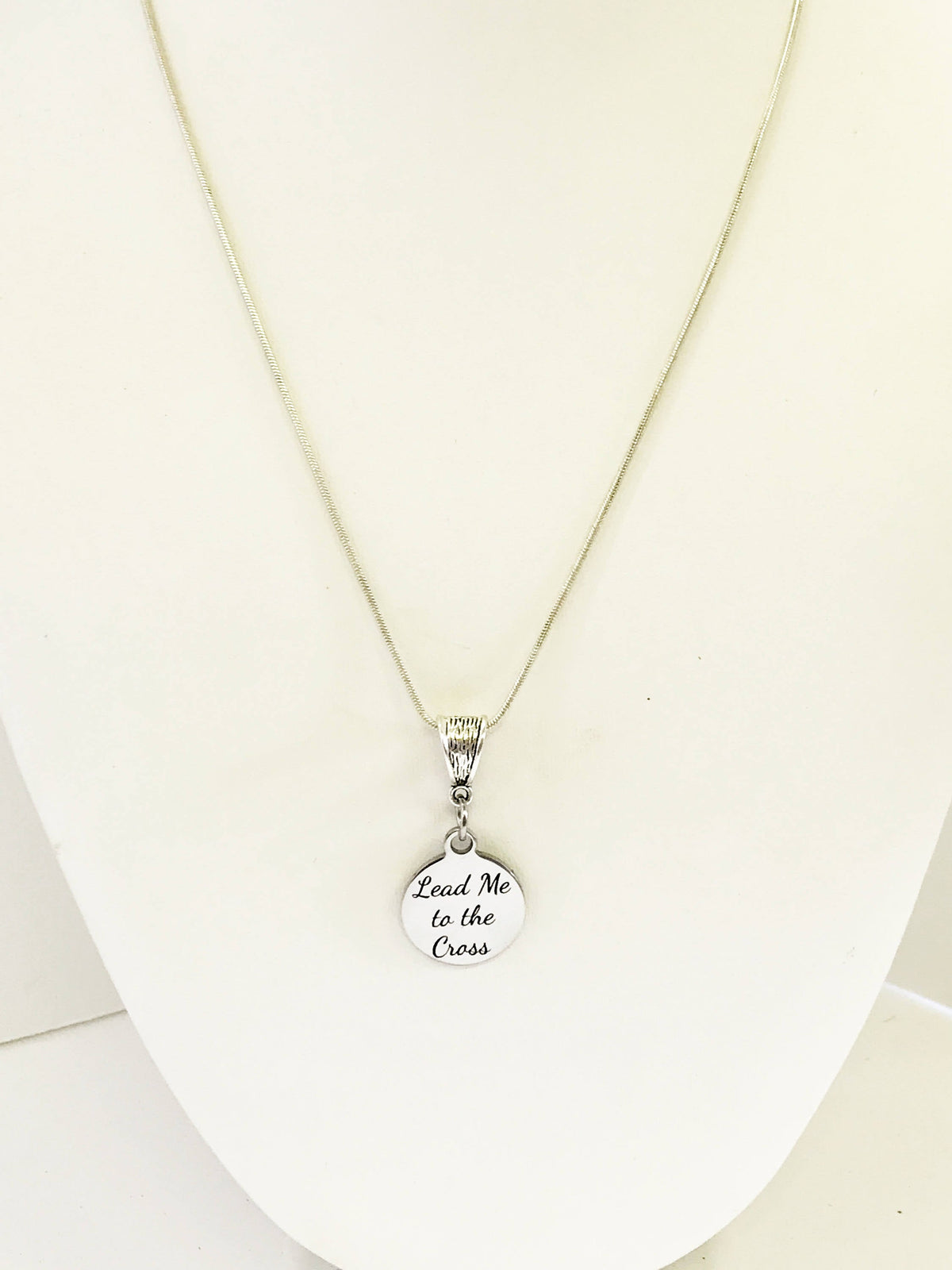 Lead Me To The Cross Silver Pendant Necklace, Christian Jewelry Gift, Baptism Gift, Confirmation Gift for Her, Religious Necklace Gift