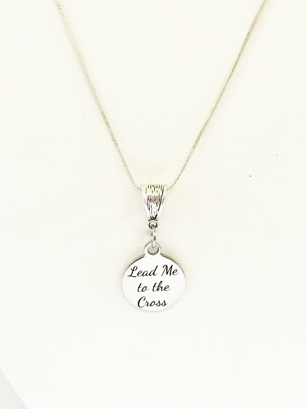 Lead Me To The Cross Silver Pendant Necklace, Christian Jewelry Gift, Baptism Gift, Confirmation Gift for Her, Religious Necklace Gift