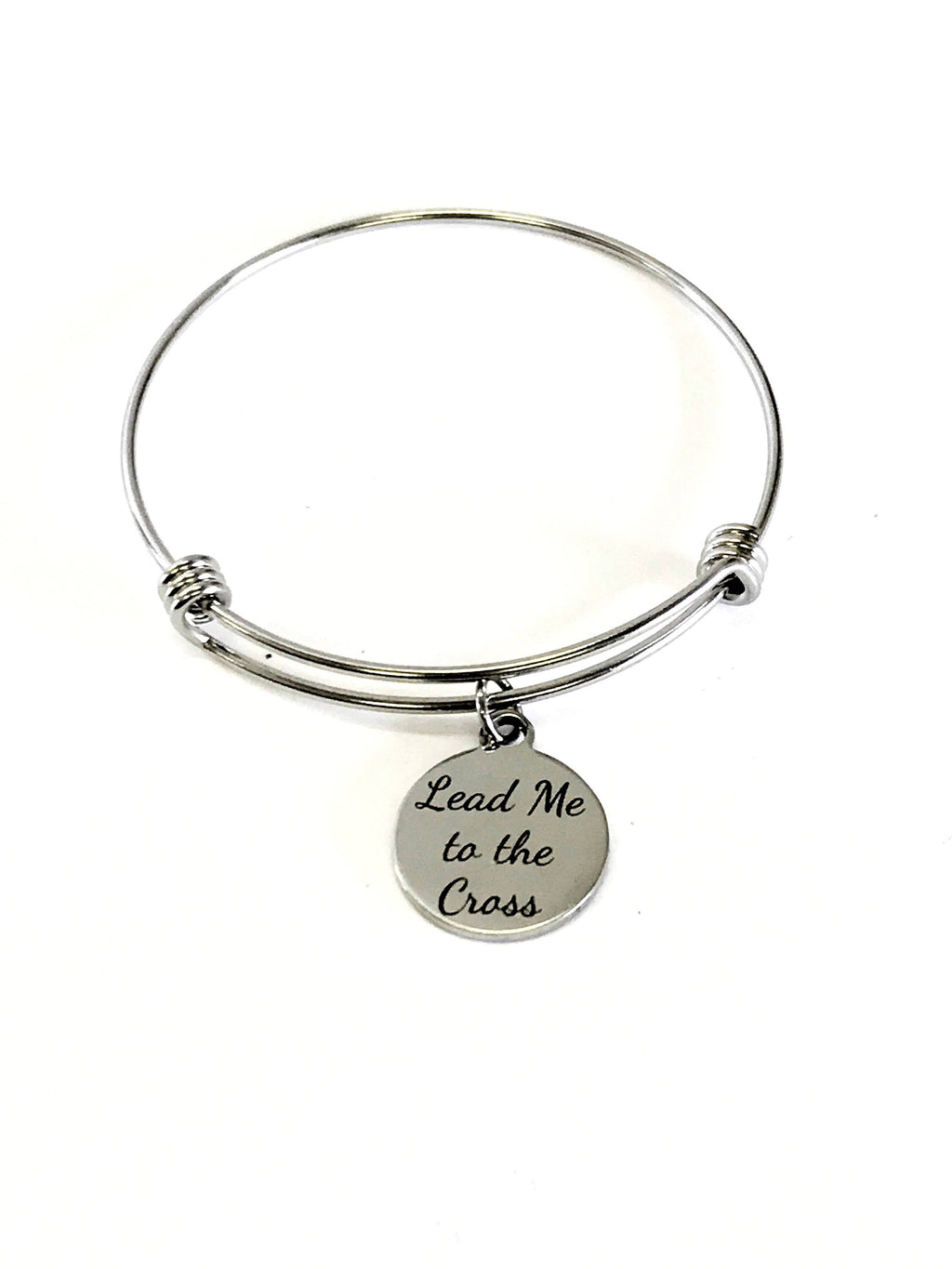 Lead Me to the Cross Stackable Bangle Charm Bracelet