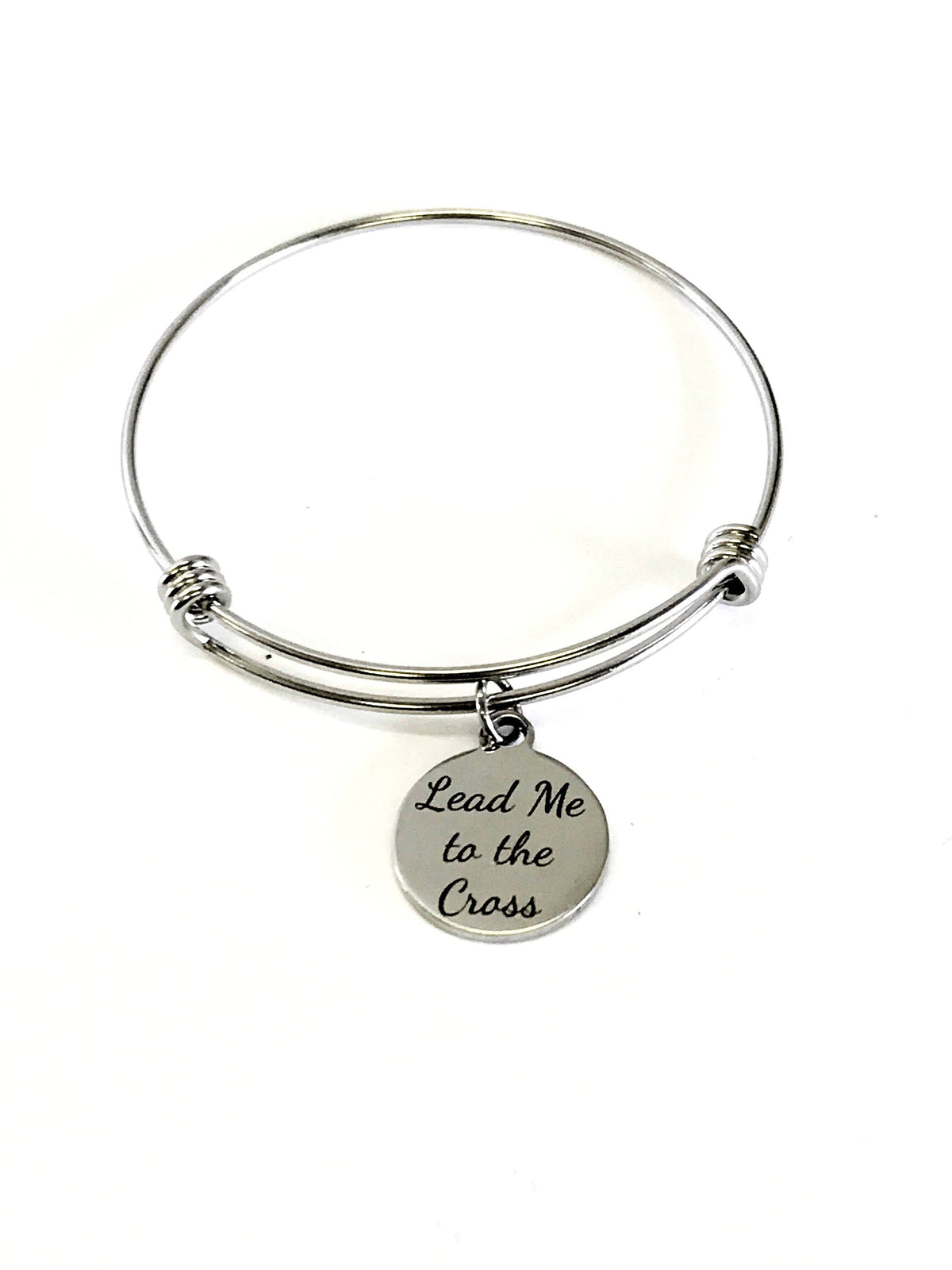 Lead Me to the Cross Stackable Bangle Charm Bracelet