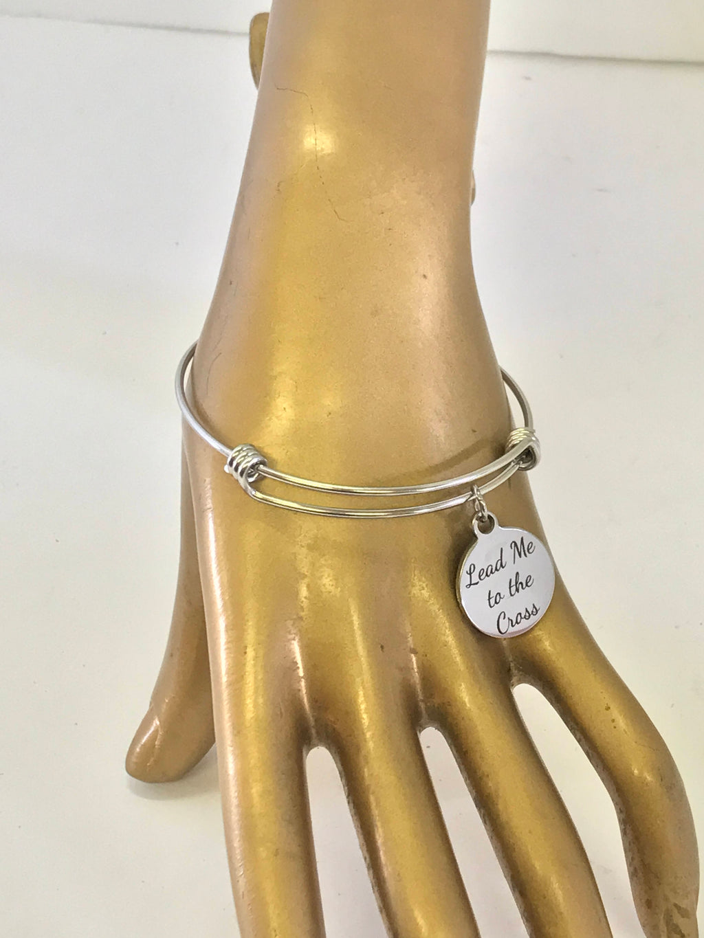 Lead Me to the Cross Stackable Bangle Charm Bracelet