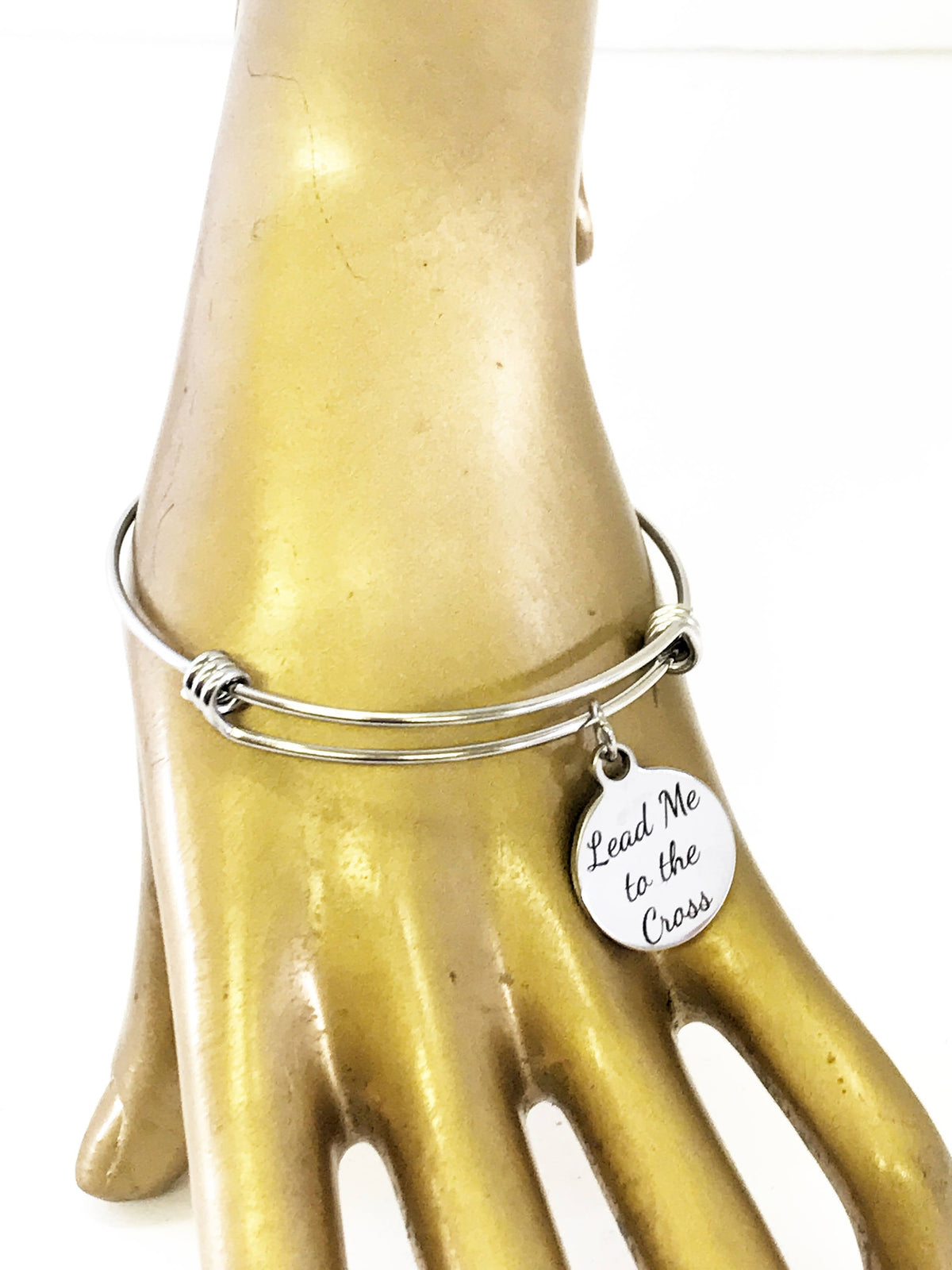 Lead Me to the Cross Stackable Bangle Charm Bracelet