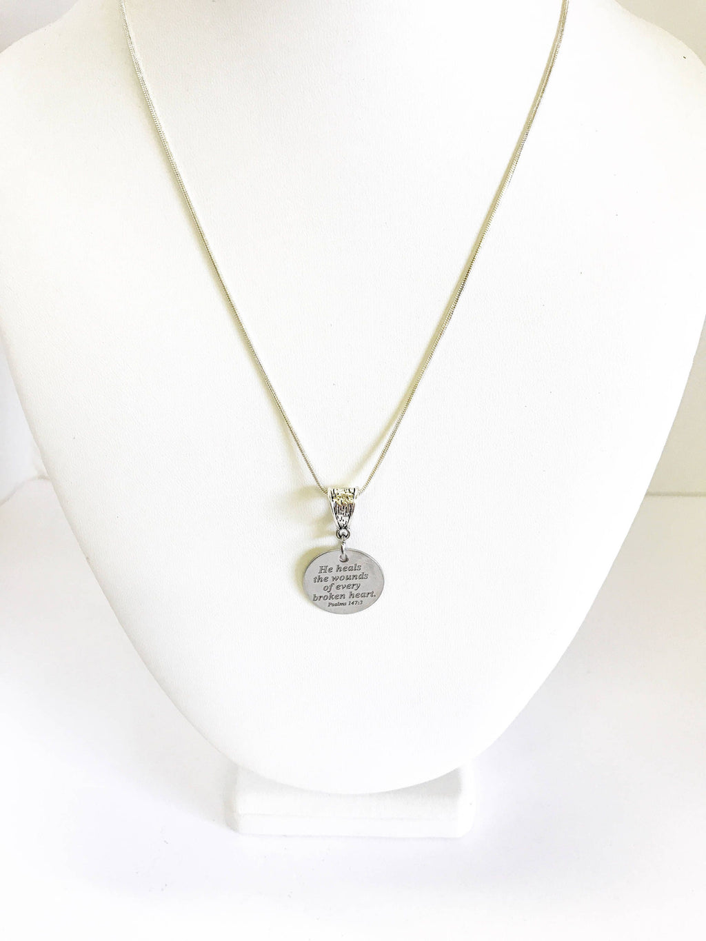 I Am Fearfully And Wonderfully Made Scripture Pendant on Silver Chain, Psalm 139:14 Bible Verse Encouragement Jewelry Gift For Her