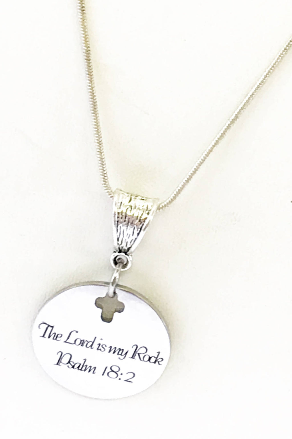 Christian Jewelry Gift, Gift For Her, The Lord Is My Rock Necklace, Psalm 18 2 Necklace, Baptism Gift, Sympathy Gift, Cross Pendant Necklace