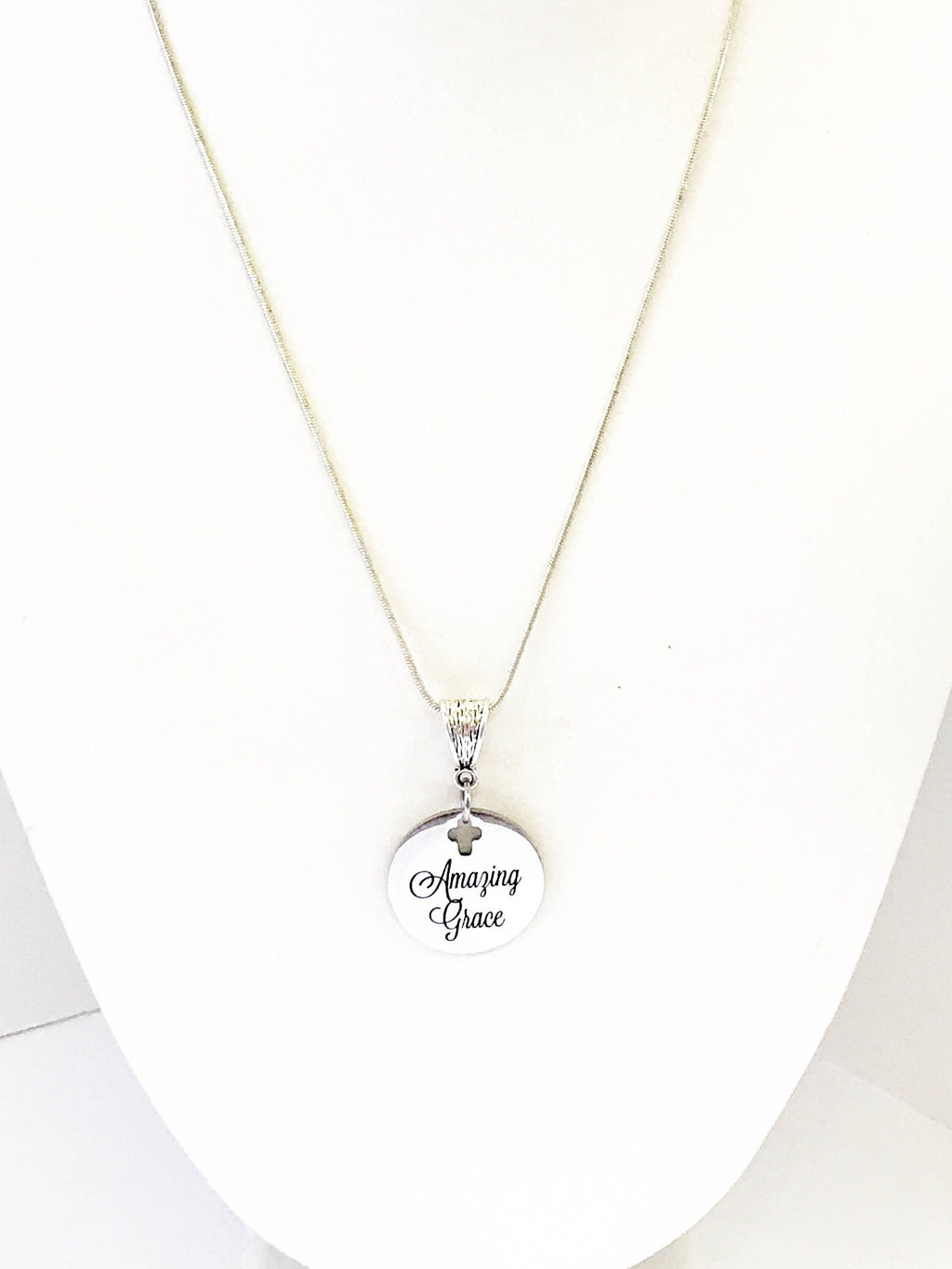 Christian Jewelry Gift, Amazing Grace Necklace, Religious Jewelry, Christian Gift, Confirmation Gift for Her, Baptism Gift, Cross Pendant