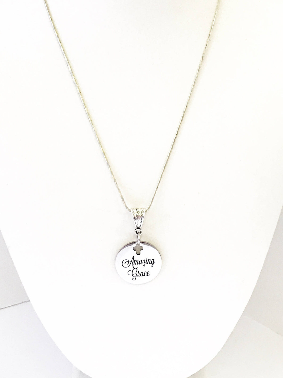 Christian Jewelry Gift, Amazing Grace Necklace, Religious Jewelry, Christian Gift, Confirmation Gift for Her, Baptism Gift, Cross Pendant