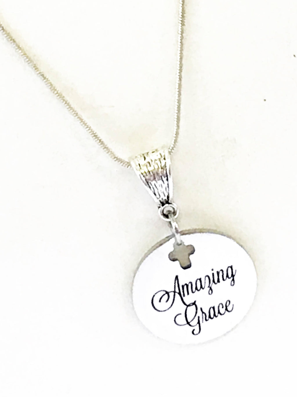 Christian Jewelry Gift, Amazing Grace Necklace, Religious Jewelry, Christian Gift, Confirmation Gift for Her, Baptism Gift, Cross Pendant