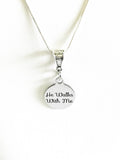 He Walks With Me Stainless Steel Laser Engraved Pendant Necklace, Religious Comfort Jewelry Gift For Her, Sympathy Christian Baptism Jewelry