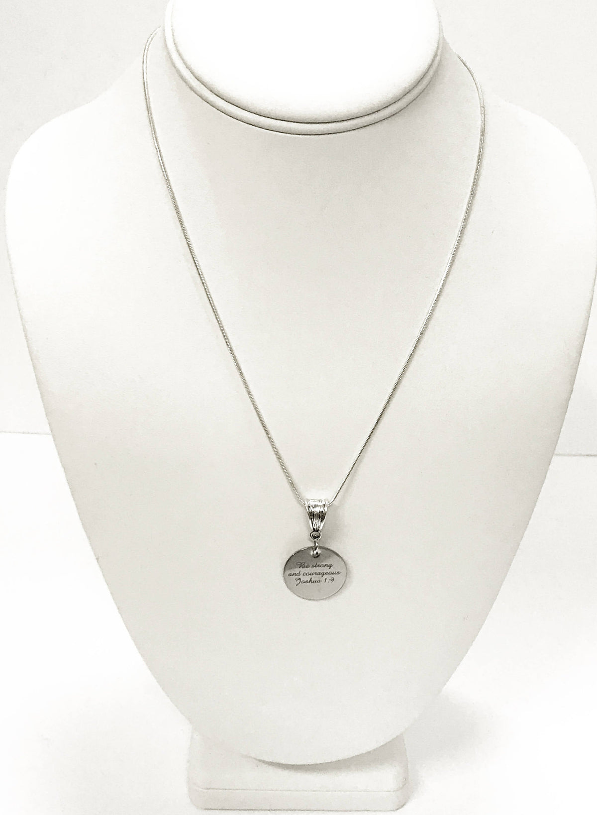 Be Strong And Courageous Joshua 1:9 Pendant on Silver Chain, Bible Verse Jewelry Gift, Gift For Her, Girlfriend Gift, Graduation