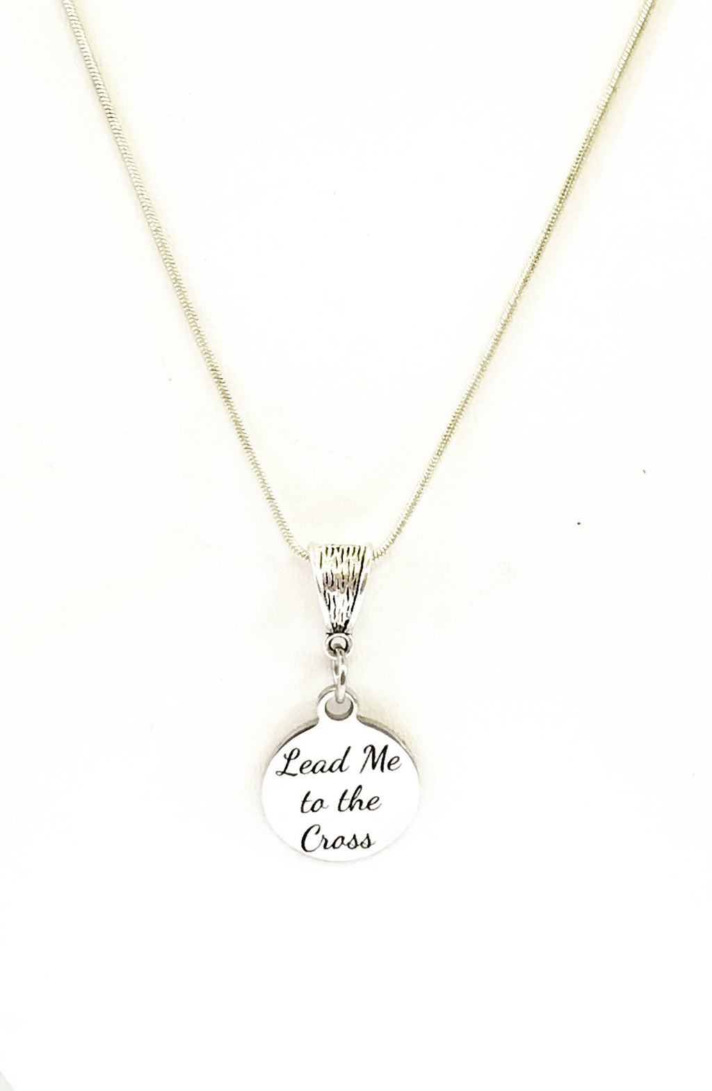 Lead Me To The Cross Silver Pendant Necklace, Christian Jewelry Gift, Baptism Gift, Confirmation Gift for Her, Religious Necklace Gift