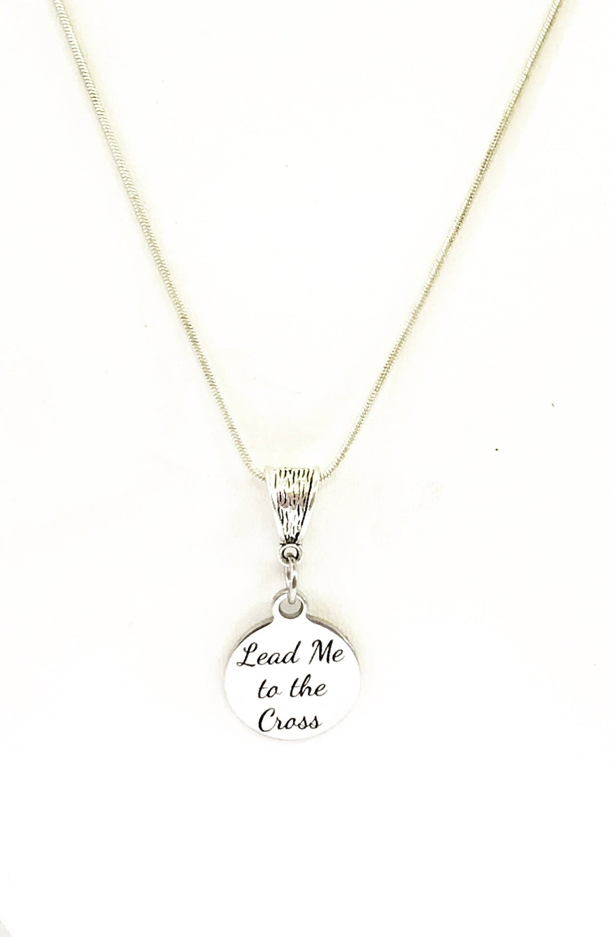 Lead Me To The Cross Silver Pendant Necklace, Christian Jewelry Gift, Baptism Gift, Confirmation Gift for Her, Religious Necklace Gift